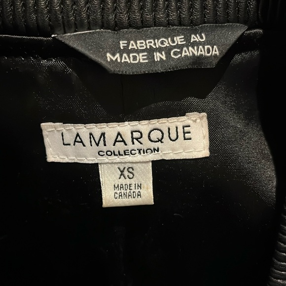 LAMARQUE black bouclé wool and leather coat, size XS - Picture 2 of 10